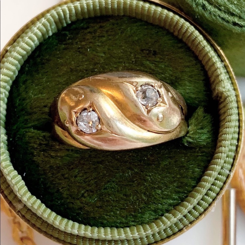 18k Antique Victorian Double Snake Ring Size 7.5